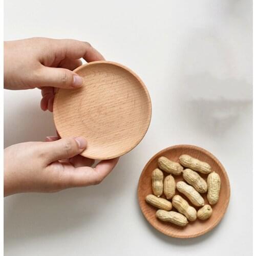 Wood Dinner Plates Unbreakable Round Wood Plates for Fruits Dishes Snacks Dessert Serving Tray Tableware
