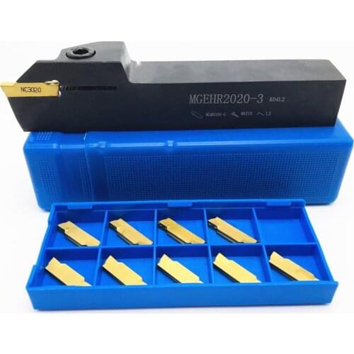 MGEHR2020-3 Slotting Tool Holder + 10PCS MGMN300 M High Quality Metal Lathe Tool Slot Blade CNC Lathe Universal Turning Tool