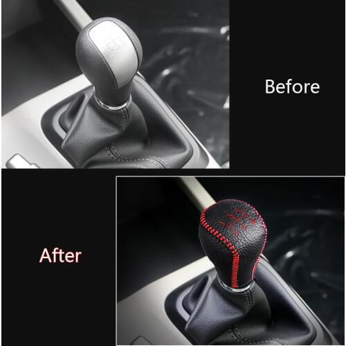 For HONDA Civic 2013 2014 Handbrake Cover For HONDA Crider 2013 2015 2016 MT Genuine Leather Gear Shift Knob Cover Hand Sewing