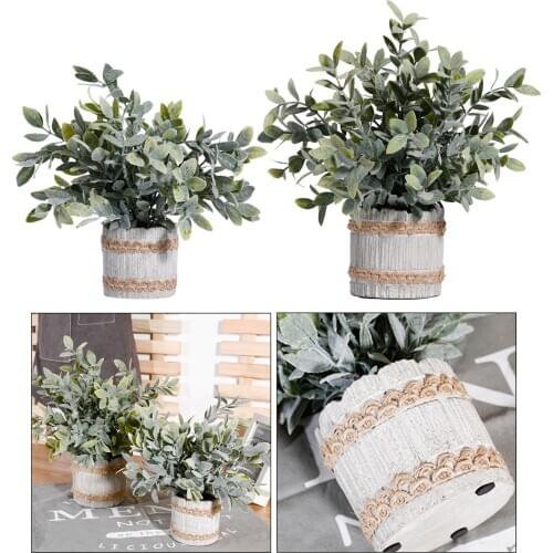 Artificial Plants Bonsai Greenery Pot Fake Flowers Potted Plants 12x21CM