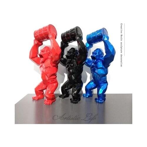 Simulation animal art statue gorilla bust orangutan art sculpture resin craft american creative home decoration