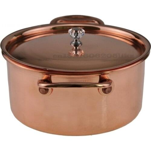 Pure Copper Single Pot Chinese Style Composite Bottom Small Hot Pot Binaural Pot Uncoated Easy Clean Dia 16cm