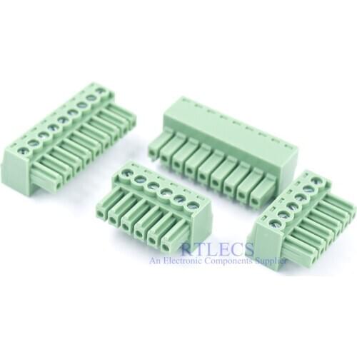 50 pcs Terminal Block Plug 2 3 4 5 6 7 8 9 10 11 12 13 14 15 16 Poles 3.5 mm Female Socket Screw 8A Combicon MC 1.5 Green