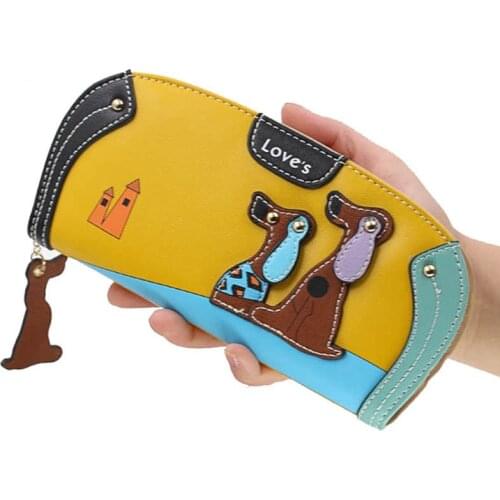 Wallets Lovely Printing Dots Women Wallet Ladies Clutch Change Coin Purse Card Holder Cute Puppy Zipper Long Wallet New Arrive