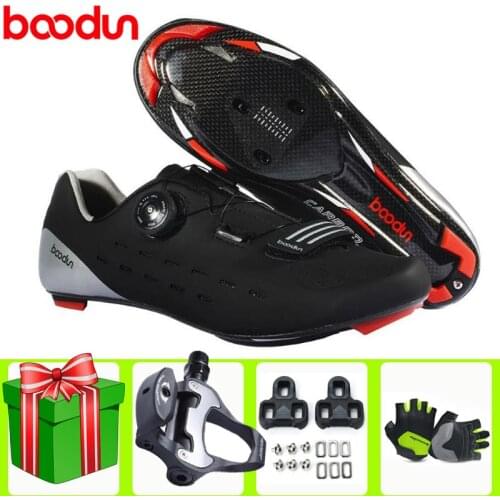 Boodun Carbon Fiber Road Cycling Shoes Men Outdoor Sports Dirt Bike Sneakers Racing Women Bicycle Shoe Flat Cleat Footwear