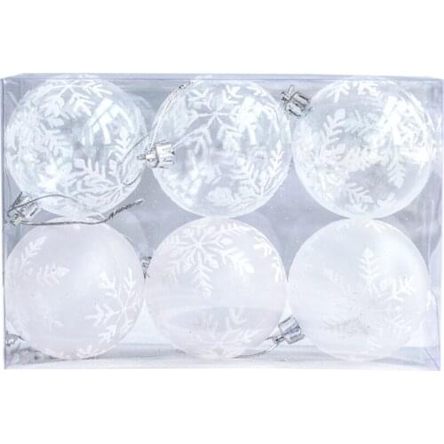 Christmas Ball Set Snow Globe Bolus Painted Baubles Sphere Charming Transparent Natural Real Plastic Hanging Decoration