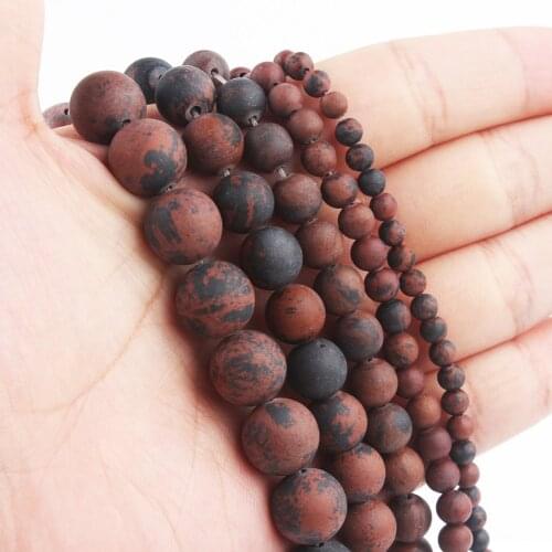 Natural Matte Mahogany Obsidian Jaspers Stone Round Spacer Beads For Jewelry Making DIY Bracelet Accessories 15'' 4 6 8 10 12mm