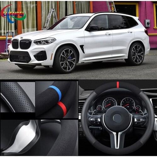 38cm Non-Slip Dreathable Suede steering wheel cover For BMW X3 Car Interior decoration accessories