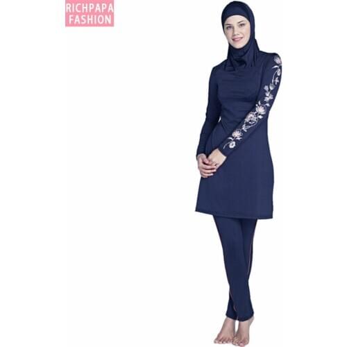 New Burkinis Muslim Swimsuit Modest Clothing Islamic 3 Pieces Separated Women Wear Long muslimah Swimwear Hijab
