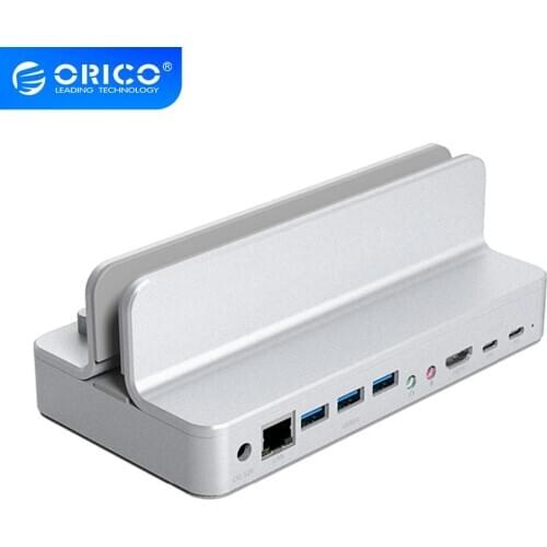 ORICO USB C HUB With Adjustable Stand Holder Type C to USB3.0 RJ45 PD Dock Adapter Splitter for PC Accessories