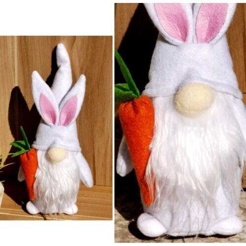 Easter Carrot Bunny Gnome Spring Gifts Handmade Swedish Tomte Rabbit Plush Toys G6DB