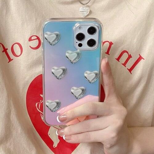 Gift 3D Love laser Couples Shiny crystal soft silicon Phone Case For apple iPhone 12 Pro Max 7 8 Plus X XS XR 11 SE 2 Back Cover
