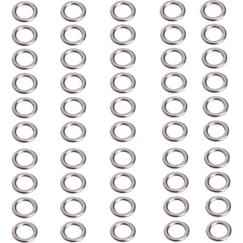 50Pcs Fishing Solid Stainless Steel Snap Split Ring Lure Tackle Connector New
