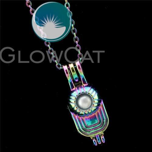 R-C621 Colorful Cap Hat Beads Cage Pendant Perfume Diffuser Aromatherapy Stone Pearl Cage Locket Necklace
