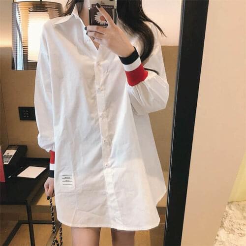 2021 Spring Women Loose Long Sleeve Shirt Casual Fashion Tops Blouse Korean Vintage Style Harajuku Goth Retro Clothes Leisure