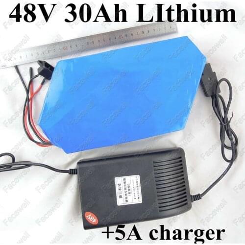 Hexagon li-ion battery 48v 30ah lithium battery pack BMS 1000w motor For electric bike kit 48v 2000w 20ah battery + 5A Charger
