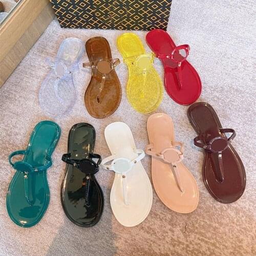 Women PVC Slippers Sandals Slippers Metal Decoration Summer Flat Travel Shoes Fashion Beach Slipper Casual Shoes Flip Flops Shoe