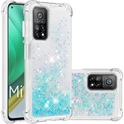 Cute Quicksand Glitter Liquid Case For Xiaomi 10T Pro Cases Mi10t 5G Transparent Soft TPU Bumper Cover Mi 10Tpro Funda
