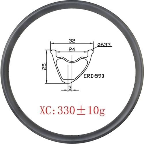 Ultralight 330g 29er MTB XC 32mm wide asymmetric Tubeless carbon rims 24H 28H 32H UD 3K matte glossy CrossCountry mounatian bike