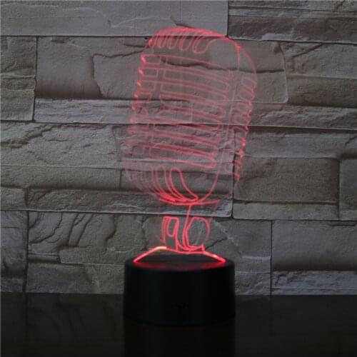 Microphone Model 3D Visual Illusion Lamp LED Night Light 7 Colors Night Lamp for Cafe Bar Decor Singing Party Gift Dropship 3470