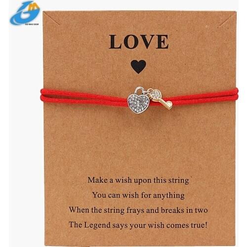 DGW Love Lock Charm Rope Bracelet Gift Fashion Jewelry Beaded Chain Jewelry for Girlfriend Mom Sister Birthday Heart Trendy