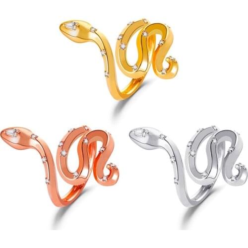Vintage Adjustable Snake Ring copper animal Crystal Ring for Punk Women Party Gift jewelry 2020 Womens ring