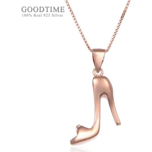 Fashion Necklace Pure 925 Sterling Silver Rose Gold Color Shoe Pendant Necklaces Gift For Women Party Jewelry Accessories