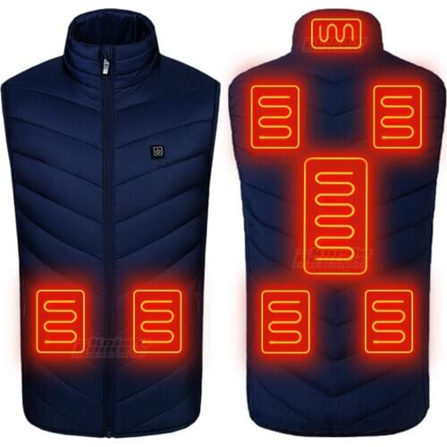 8 Areas Heating Jacket Heated USB Battery Powered Self Heated Vest Body Warmer Mens Womens Warm Vest Thermal Winter Clothing