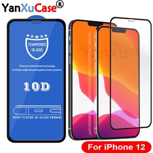 10pcs 10D Tempered Glass For iPhone 12 11 Pro Max XS XR X 8 7 6 6S Plus Full Coverage Cover Curved Screen Protector On i12 Mini