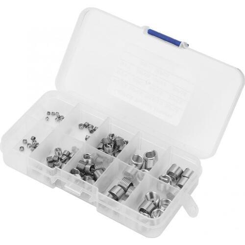140Pcs Helicoil Thread Repair Kit M2/M2.5/M3/M4/M5/M6/M8 Stainless Steel Wire Screw Sleeve Car Vehicle Thread Repair Insert Kit