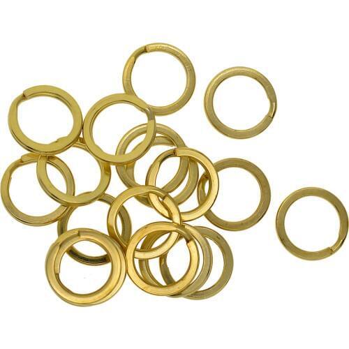 15 mm DIY Leather Handmade Flat Split Solid Brass Antique Key Rings Loop Findings Connector Pack of 20 Pcs