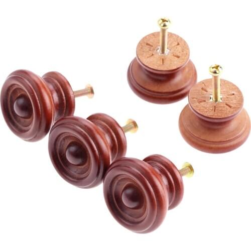 5Pcs 37mm Cabinet Knobs and Handles Wooden Furniture Handles Kitchen Drawer Closet Cupboard Door Wood Pulls Hardware with Screws
