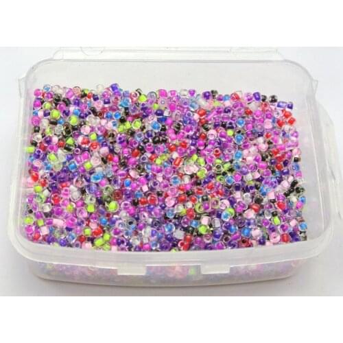 5000 Mixed lined inside Colour Glass Seed Beads 2mm (10/0) + Storage Box