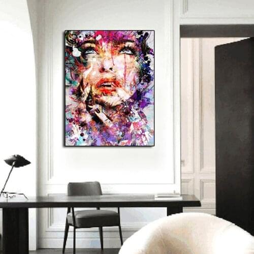 Abstract Face Poster Painting Printed Lady Portrait Graffiti Wall Art Graphic Cuadros Wall Decoration For Living Room Posters