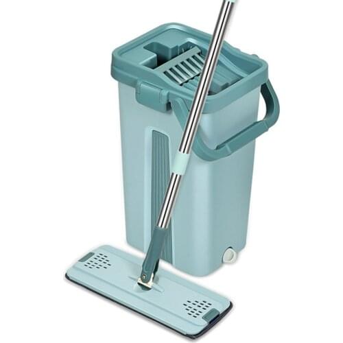 Free Hand Washing Flat Mop with Bucket Lazy 360 Rotating Magic Mop With Squeezing Floor Cleaner Mop Household Cleaning Tool