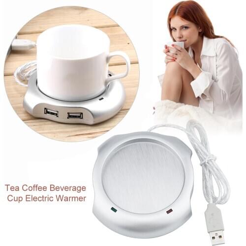 Beverage Cup Silver 4 Port USB Hub Tea Coffee Cup Mug Warmer Liquid Temperature Electric Warmer For PC Heater Pad