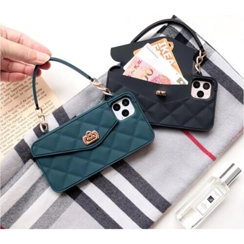 Wallet Case For iPhone 12 mini 11 Pro Max SE 2020 XR Xs max 8 7 6sPlus Soft Silicone Cards Handbag Purse Phone Cover Short Chain