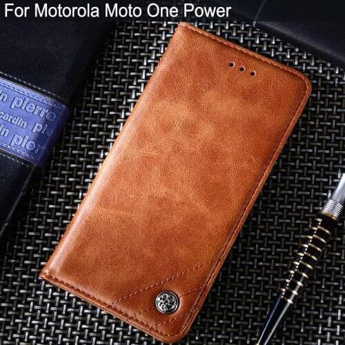 Case for Motorola Moto One Power Luxury Leather Flip cover with Stand Card Slot Without magnets for MOTO one power case funda
