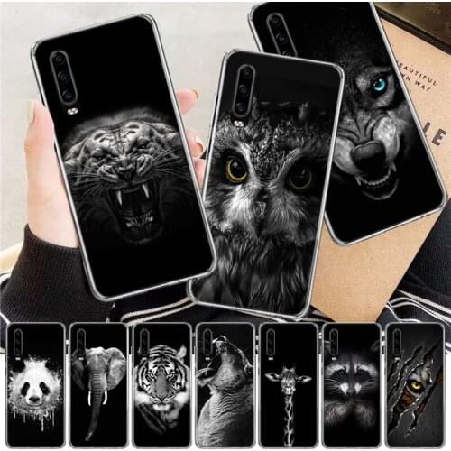 Animal Art Lion Elephant Deer Zebra Black Soft Cover Phone Case For Huawei P30 P20 P10 P40 Mate 30 20 10 Pro Lite P Smart Z Plus