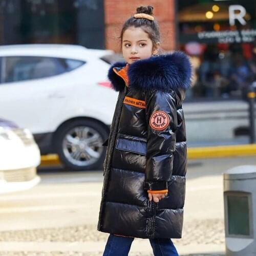 New Kids 2021 Thick Warm Jackets Coat Winter Boys girl clothes Children parka real Fur Long Hooded Outerwear overcoat