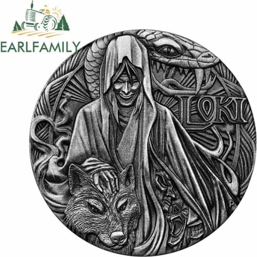 EARLFAMILY 13cm x 12.9cm Mythological Masked Sculpture Car Stickers Motorcycle Cartoon Scratch-Proof Decal for Trunk Windshield