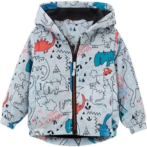 Jumping Meters Kids Cartoon Hooded Cartoon Animals Print Fleece Jackets Coat for Autumn Winter Boys Girl Clothing Fashion Jacket