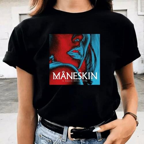Maneskin T Shirt 2021 New Summer Fashion Womens Casual Hip Hop T-Shirt Hot Female Harajuku Kawaii Tees Shirts Vintage Tshirts