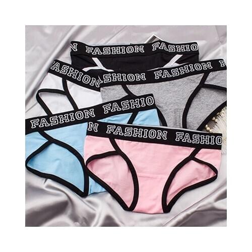 Cotton Underwear Women Sports Sexy Underpants Printed Letter Low-rise Briefs Shorts Oversized Black Grey Panties Female Lingerie