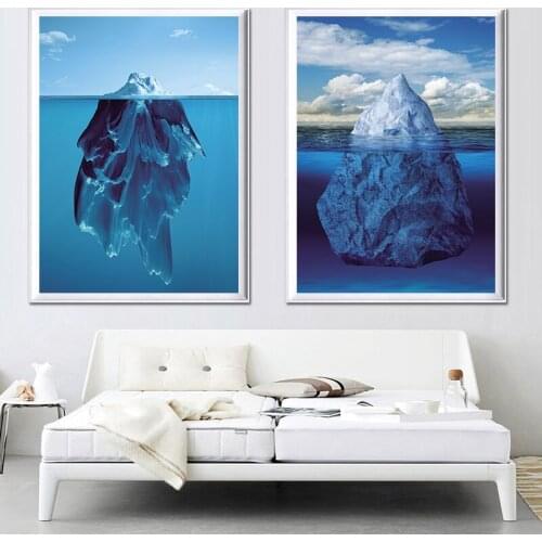 Wall Art Picture Iceberg Hidden Depths Landscape Canvas Painting Print Poster For Living Room Home Decoration Chic Background