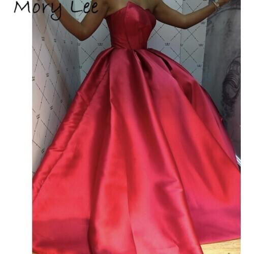 Red Evening Dresses Sweetheart Sleeveless A-Line Satin Side Slit Evening Dresses With Zipper Back vestidos de fiesta de noche