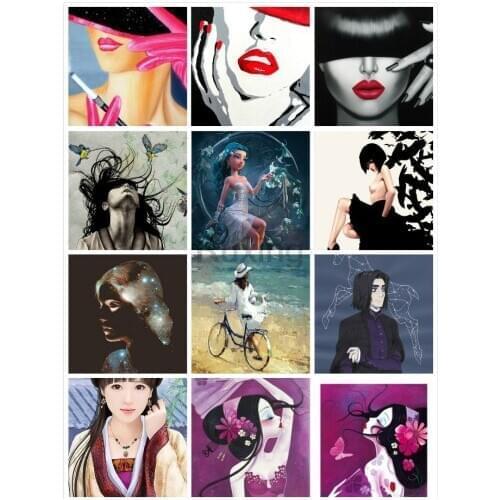 Square drill Diamond embroidery Animated ancient beauty, sexy red lips diamond Painting Cross Stitch Rhinestone Mosaic art decor