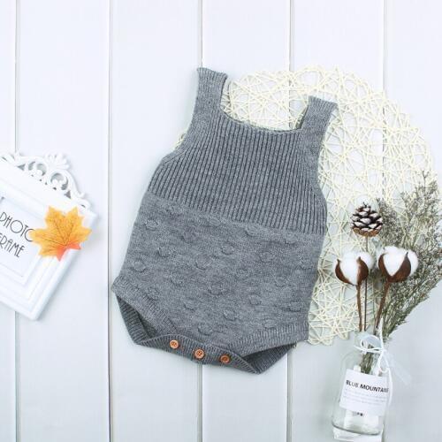 0-24M Summer Infant Baby Girls Sleeveless Knit Rompers Kids Boys Solid Bodysuit Jumpsuit Newborn Clothes