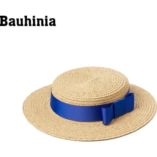 Bauhinia Summer Outdoor Wide Brim Bow Sun Hats Women Raffia Panama Beach Ladies Fashion Sombrero Female Cap