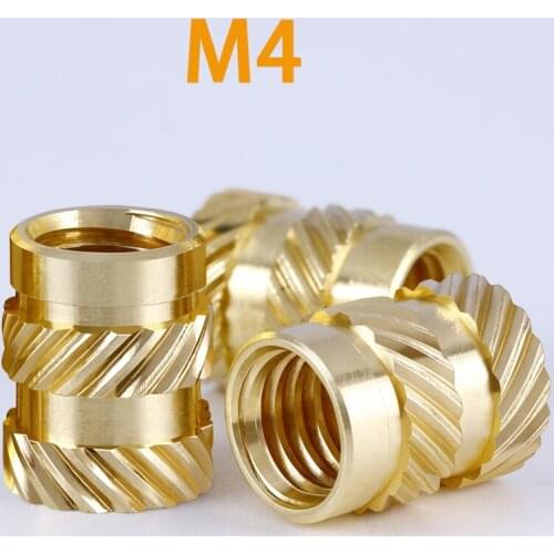 M4 50Pcs Brass Hot Melt Inset Nuts Heating Molding Copper Thread Inserts Nut SL-Type Double Twill Knurled Injection Brass Nut